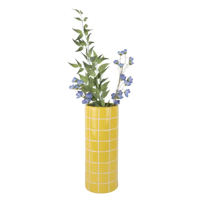 Retro Tiles Round vase | Yellow