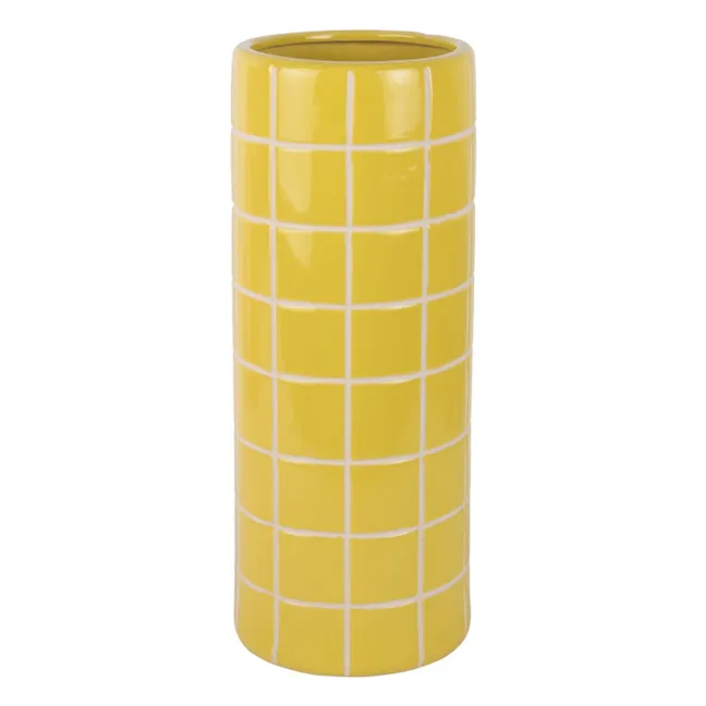 Retro Tiles Round vase | Yellow