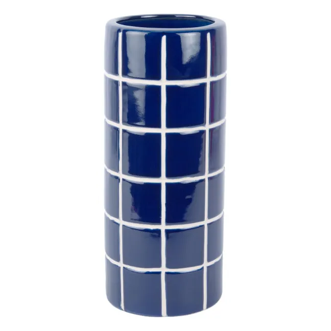 Retro Tiles Round vase | Cobalt