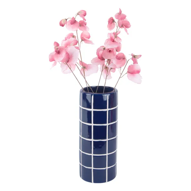 Retro Tiles Round vase | Cobalt