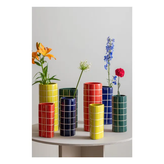 Retro Tiles Round vase | Cobalt