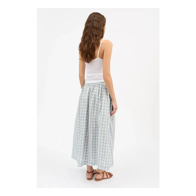 Jupe Carreaux Dagny Coton Bio | Bleu