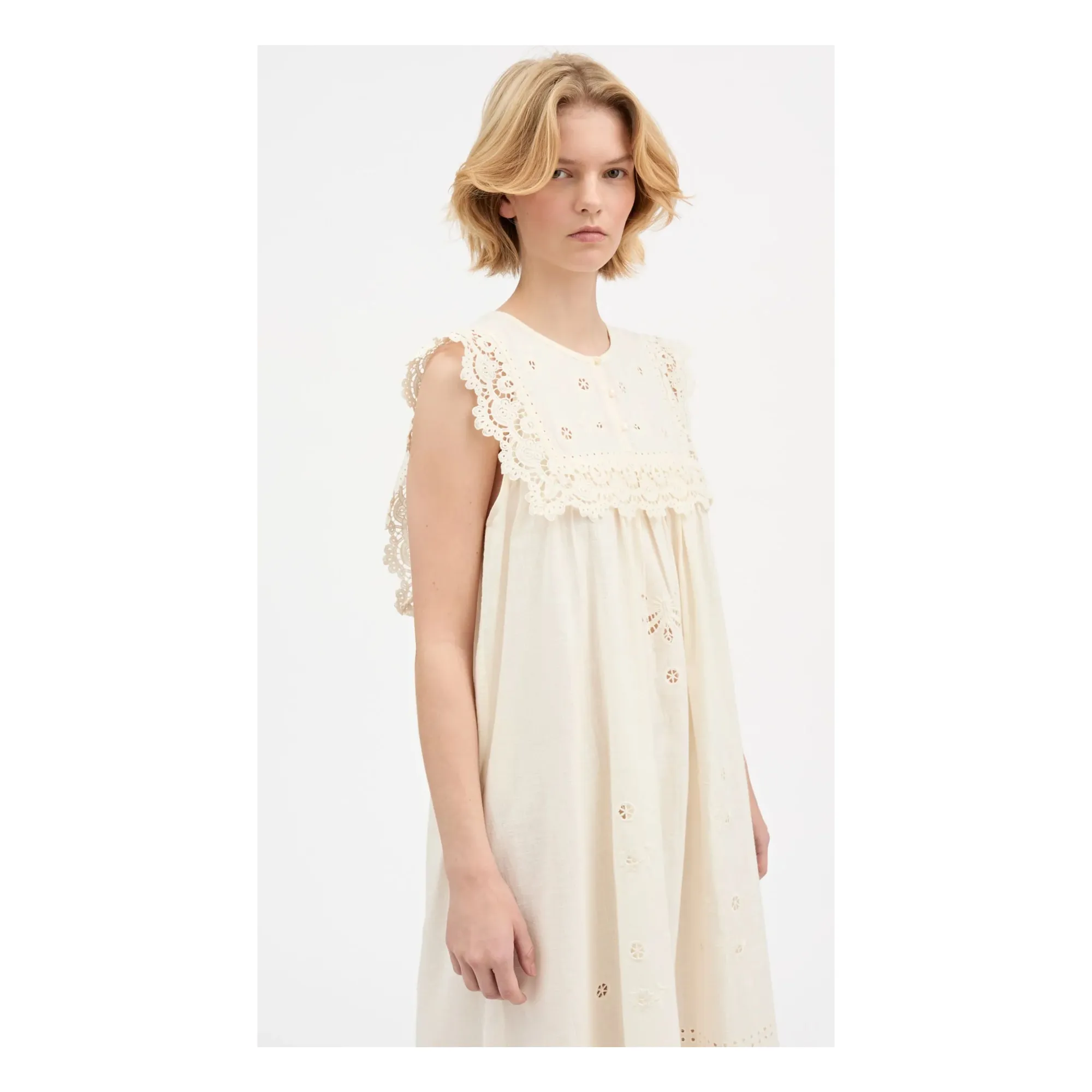Robe Tallulah Lin et Coton Bio | Ecru- Image produit n°4