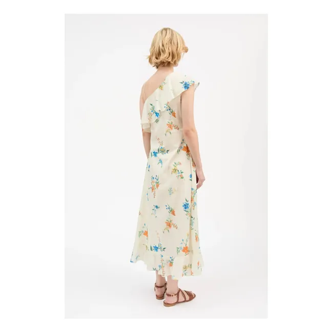 Robe Asymètrique Fiore Coton Bio | Crème