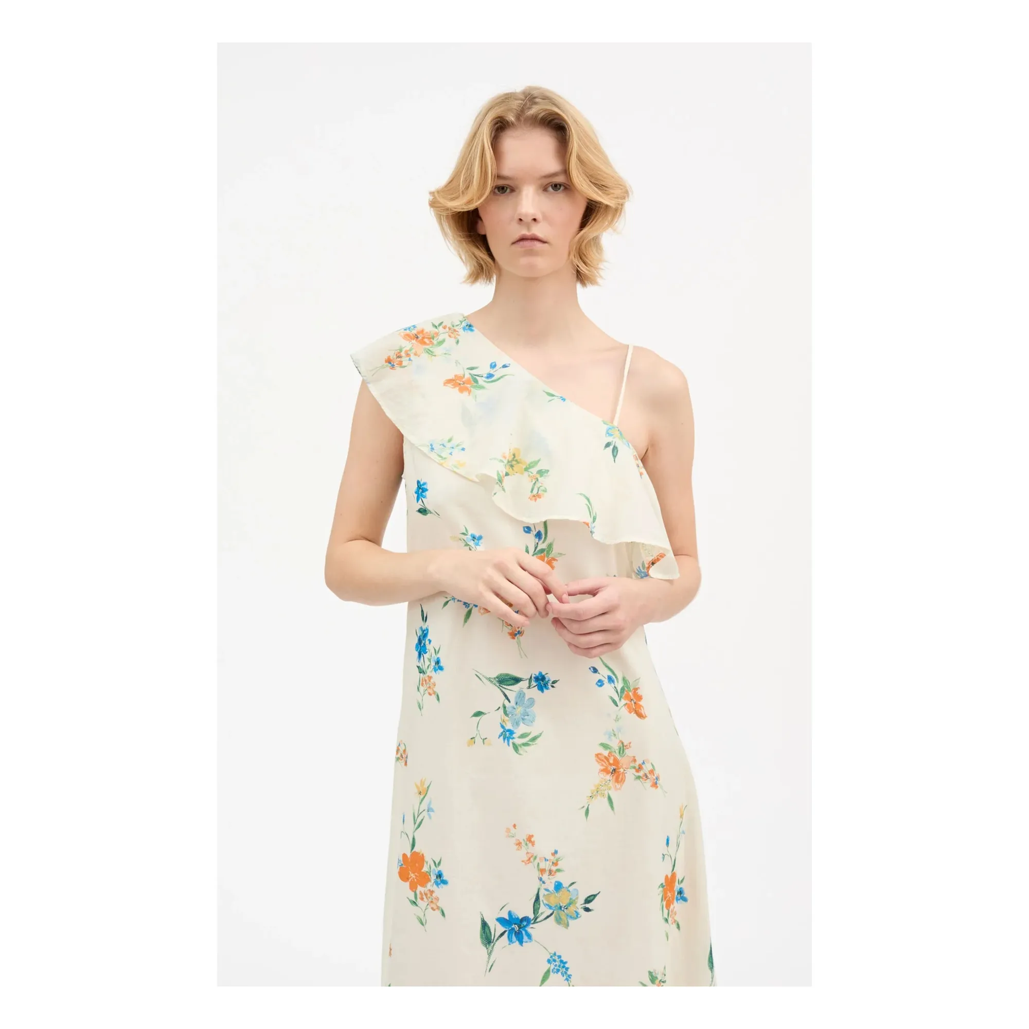 Robe Asymètrique Fiore Coton Bio | Crème- Image produit n°4
