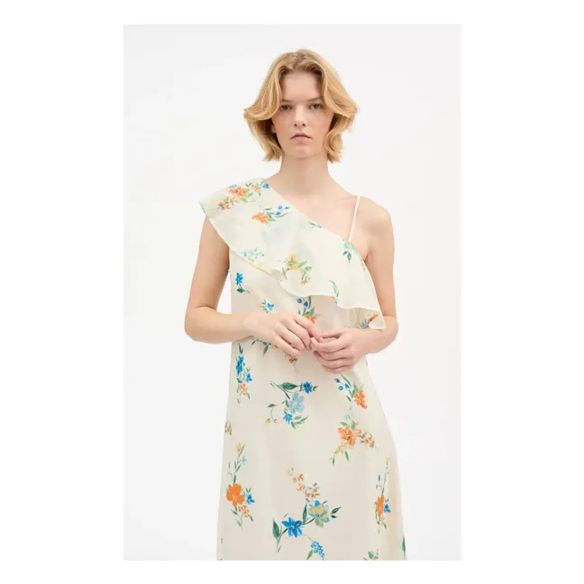 Robe Asymètrique Fiore Coton Bio | Crème