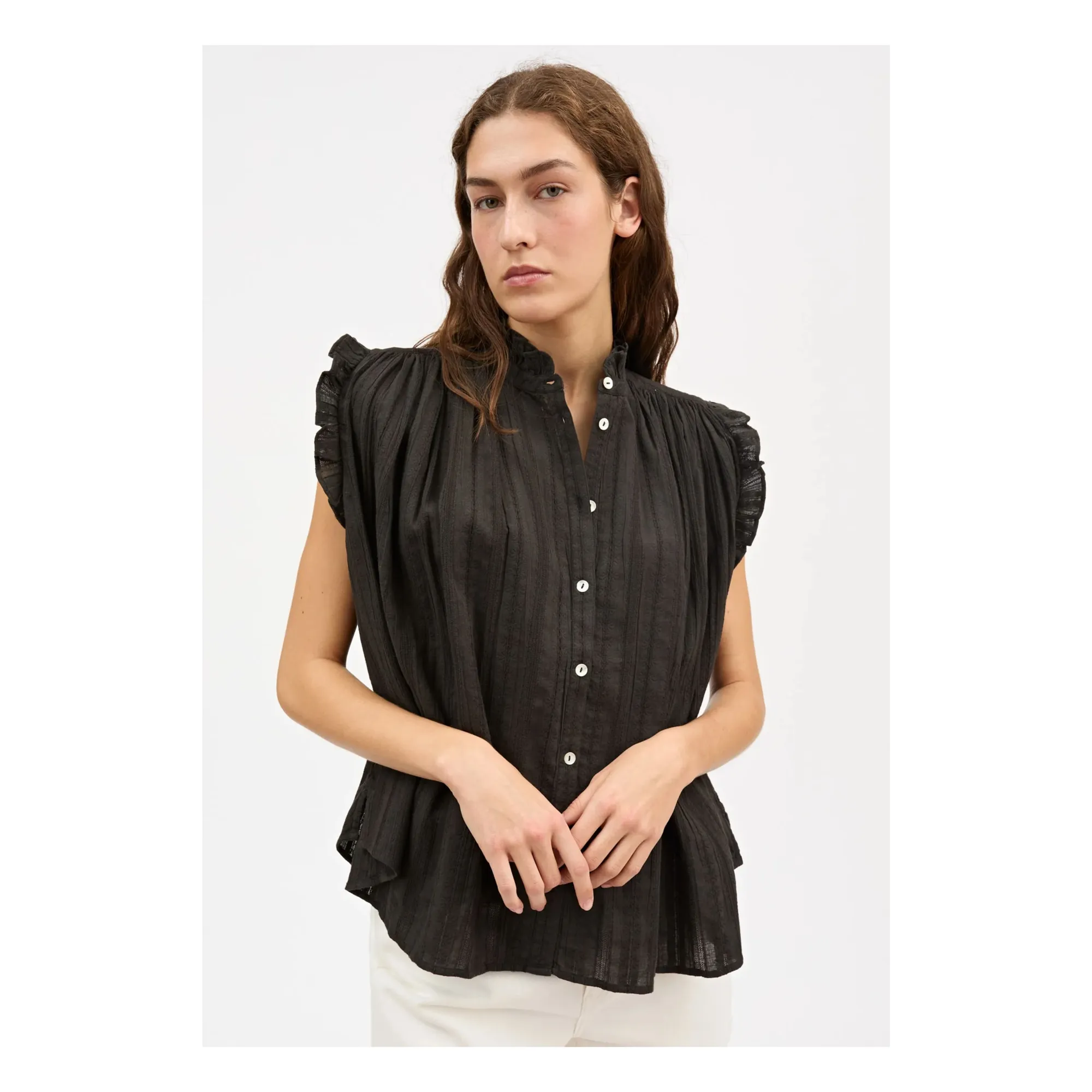 Blouse Juliane Coton Bio | Noir- Image produit n°4