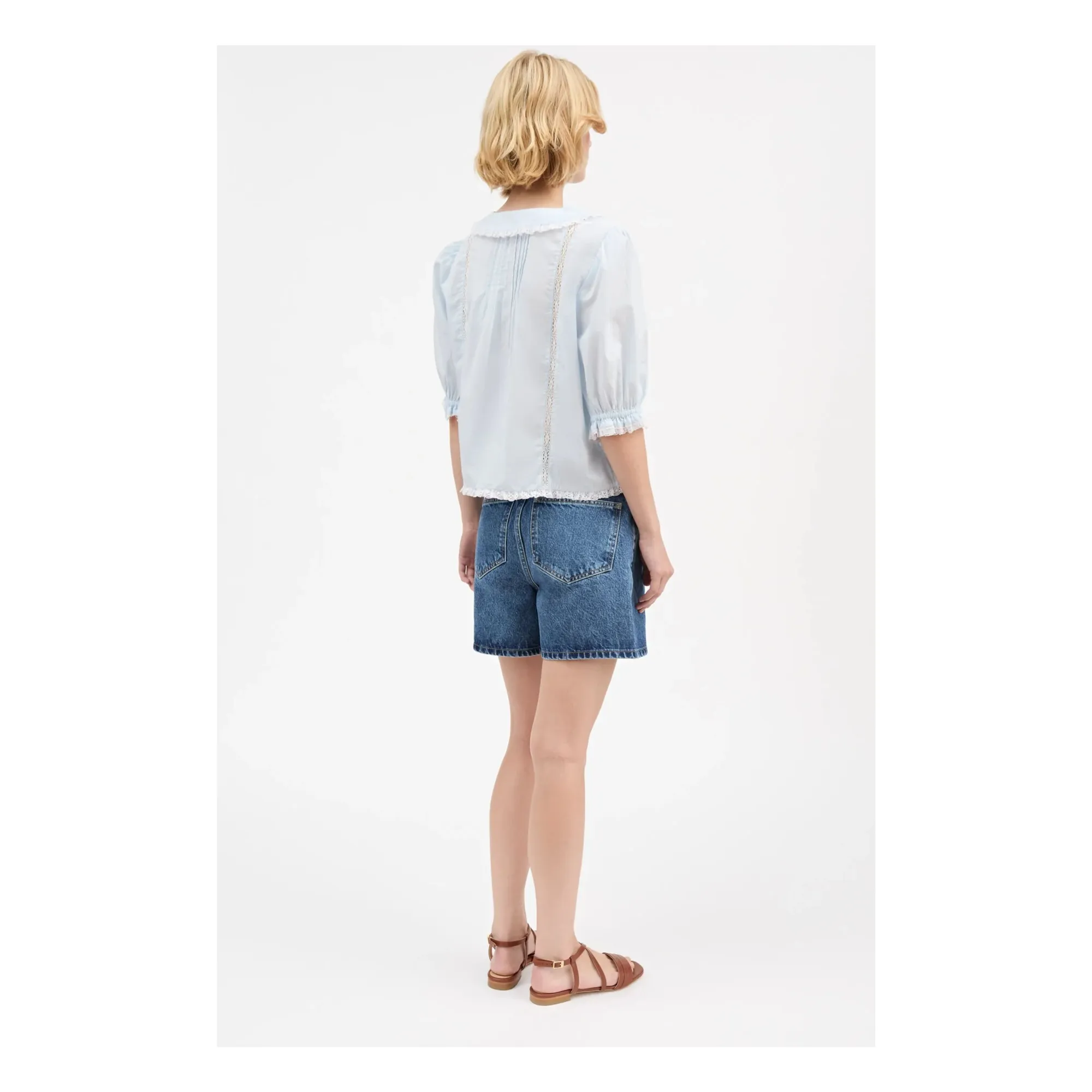 Blouse Magnolia Coton Bio | Bleu ciel- Image produit n°2