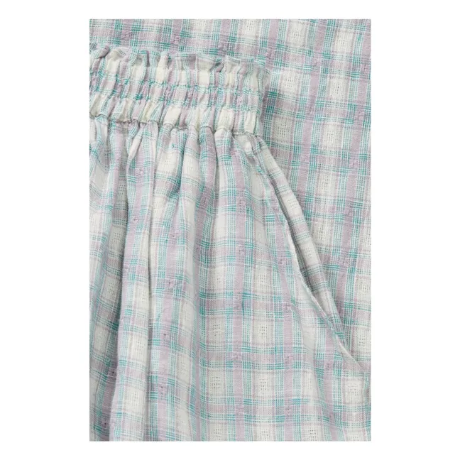 Jupe Carreaux Dagny Coton Bio | Bleu