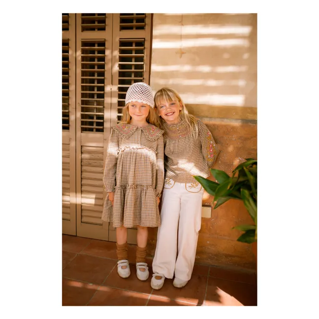 Pantalon Poches Brodées Serena | Crème