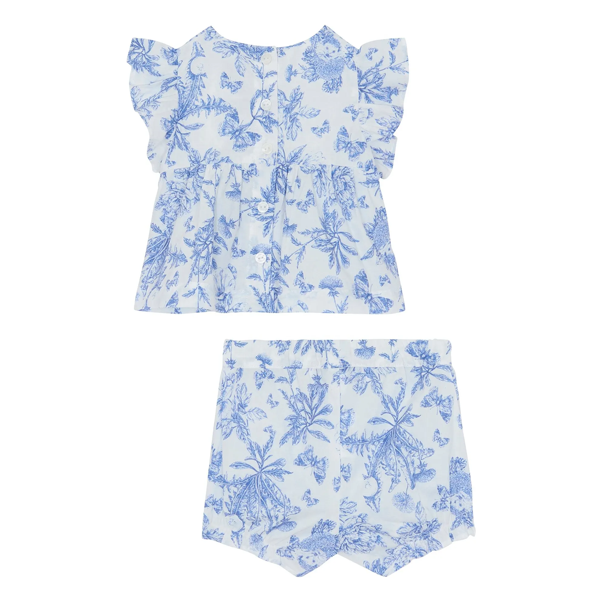 Ensemble Top et Short Fleuri - Inspiration Toile de Jouy | Bleu électrique- Image produit n°3