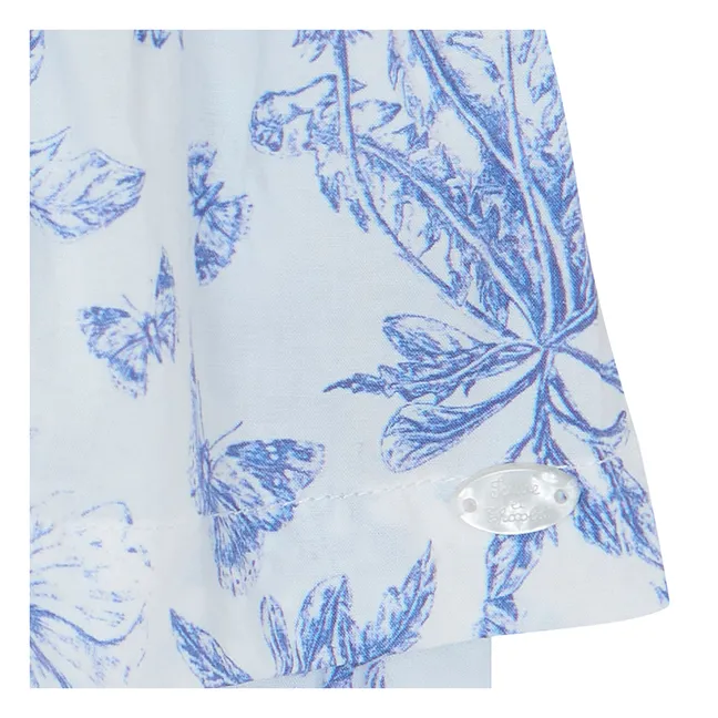 Floral Top and Shorts Set - Inspired by Toile de Jouy | Electric blue
