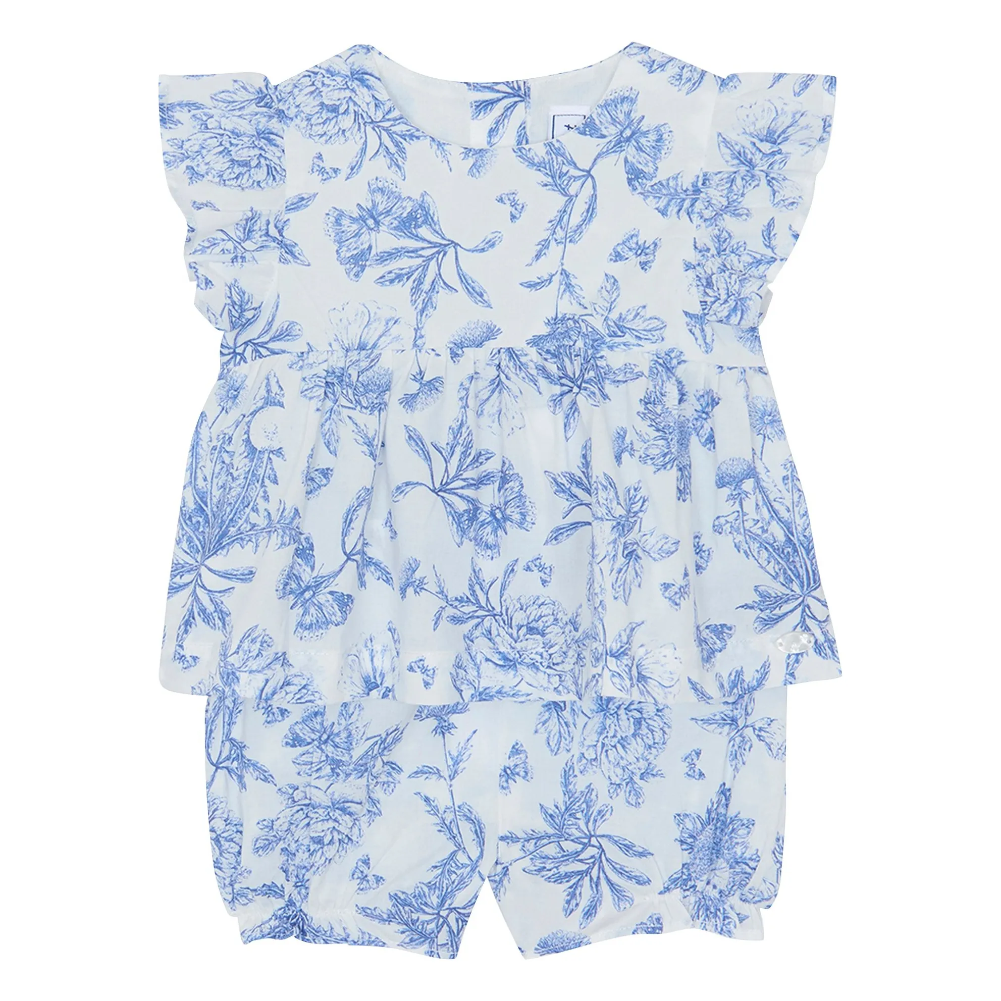 Ensemble Top et Short Fleuri - Inspiration Toile de Jouy | Bleu électrique- Image produit n°0