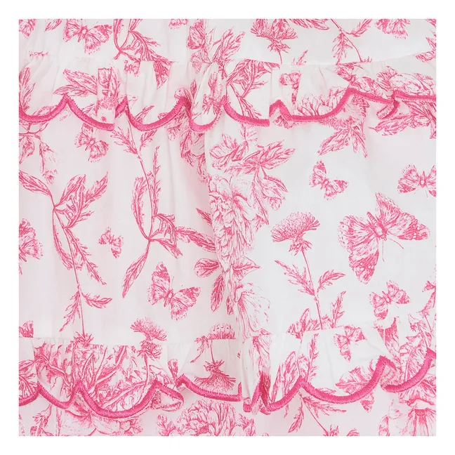 Ensemble Top et Short Feston Fleuri - Inspiration Toile de Jouy | Rose