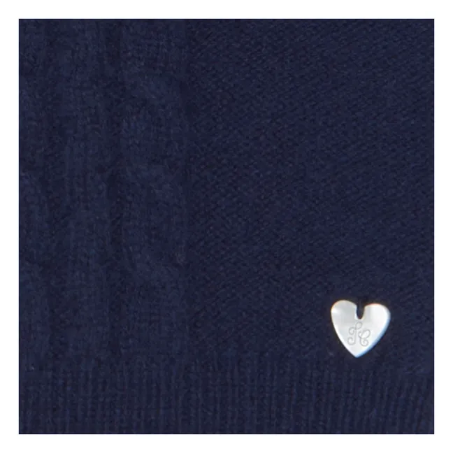 Twisted Lace Collar Sweater | Navy blue