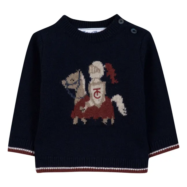 Chevalier Wool Baby Sweater | Navy blue