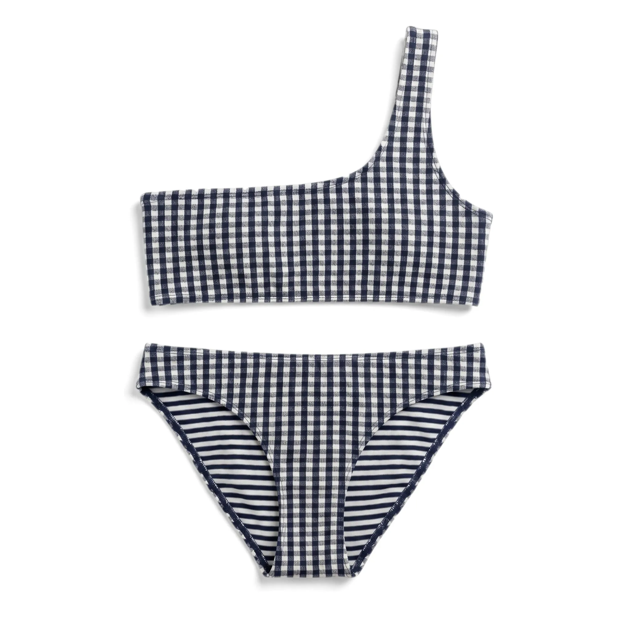 Maillot de Bain Asymétrique Bayle Carreaux | Bleu marine- Image produit n°0