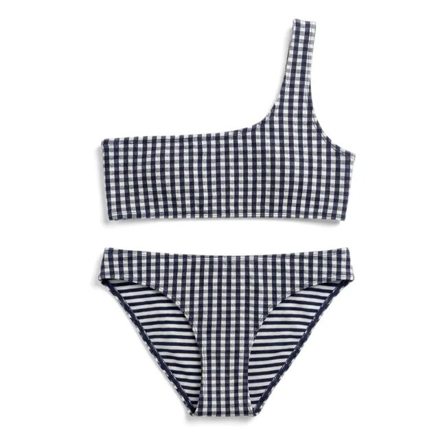 Maillot de Bain Asymétrique Bayle Carreaux | Bleu marine