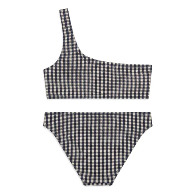Maillot de Bain Asymétrique Bayle Carreaux | Bleu marine