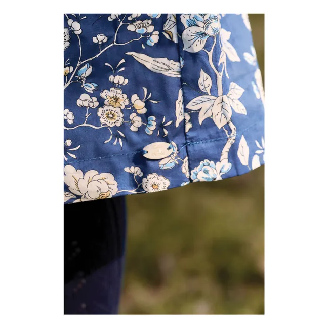 Robe Col Feston Fleurie | Bleu marine