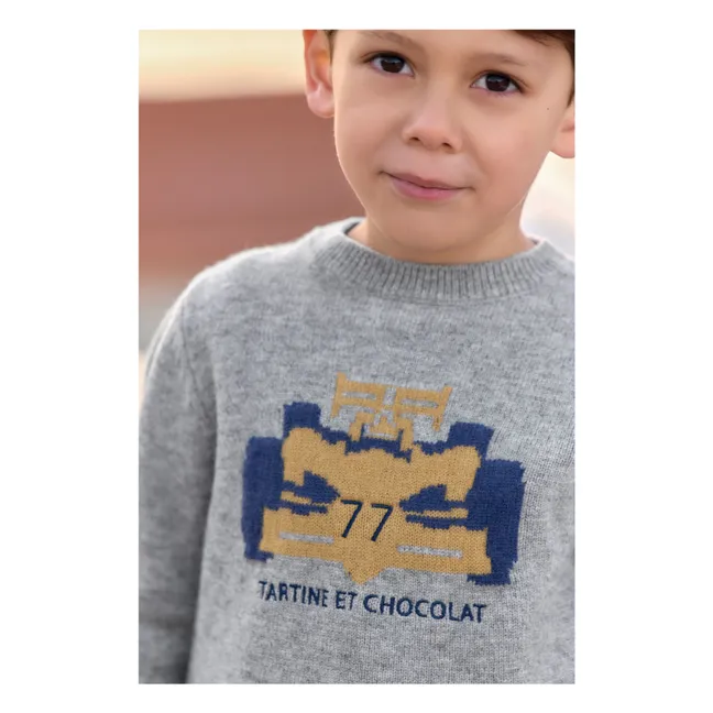 Wool Racing Car Sweater | Heather grey