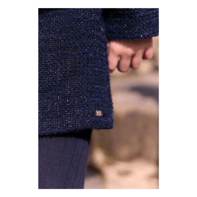 Veste Col Claudine Tweed | Bleu marine