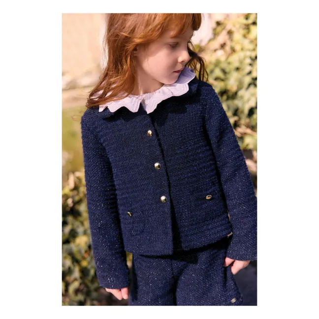 Veste Col Claudine Tweed | Bleu marine