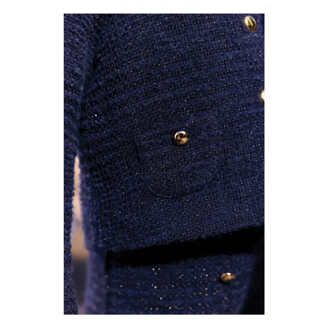 Veste Col Claudine Tweed | Bleu marine