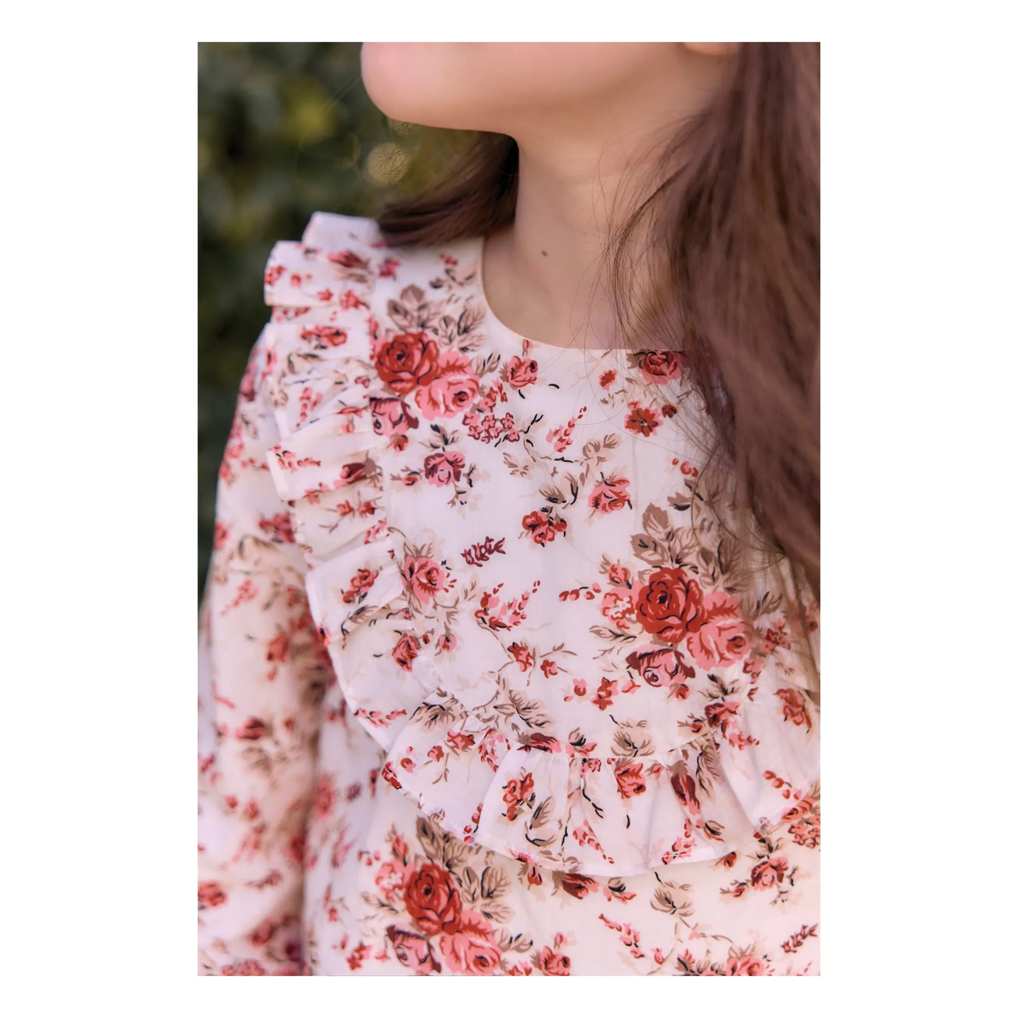 Robe Col Volants Fleurie | Rose- Image produit n°2