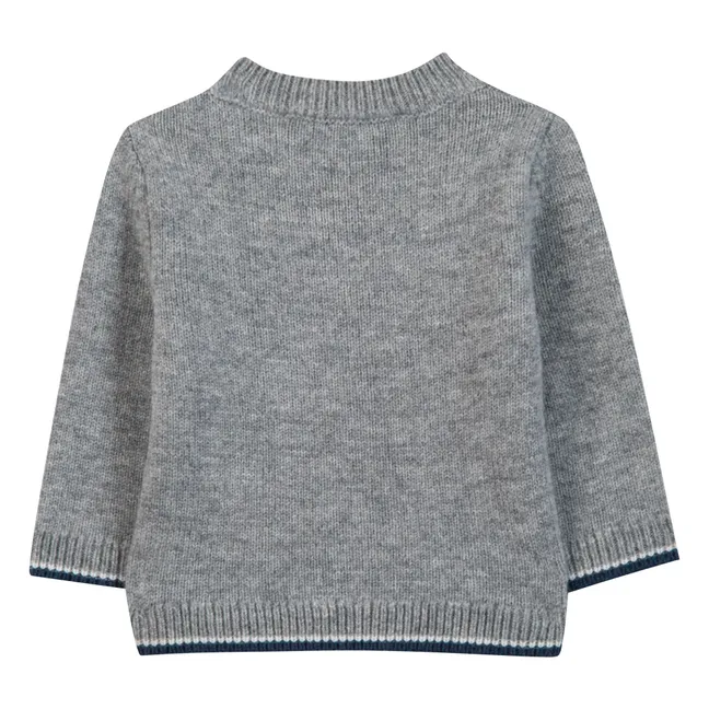 Baby Wool Race Car Sweater | Heather grey