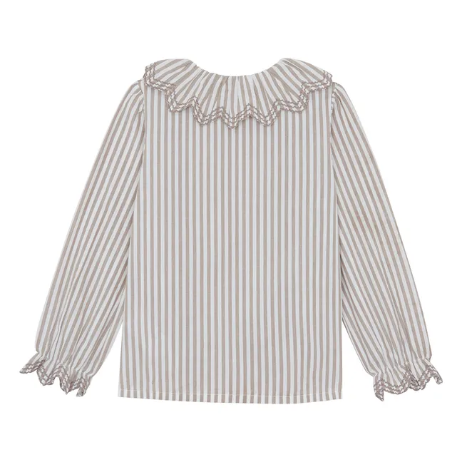 Camisa de rayas con cuello vuelto | Blanco