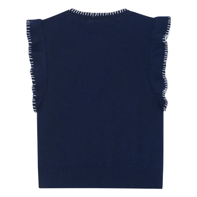 Pull Sans Manches Volants | Bleu marine