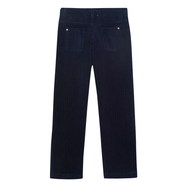 Pantalon Droit Velours Côtelé | Bleu marine