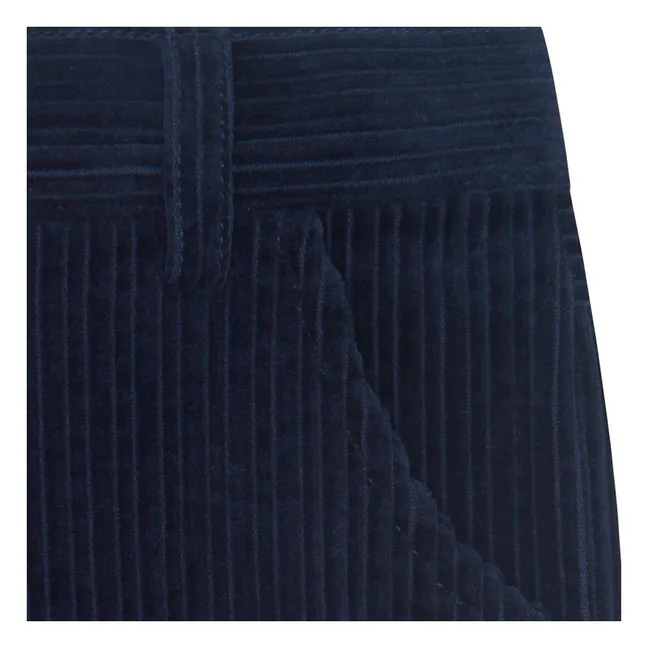 Pantalon Droit Velours Côtelé | Bleu marine