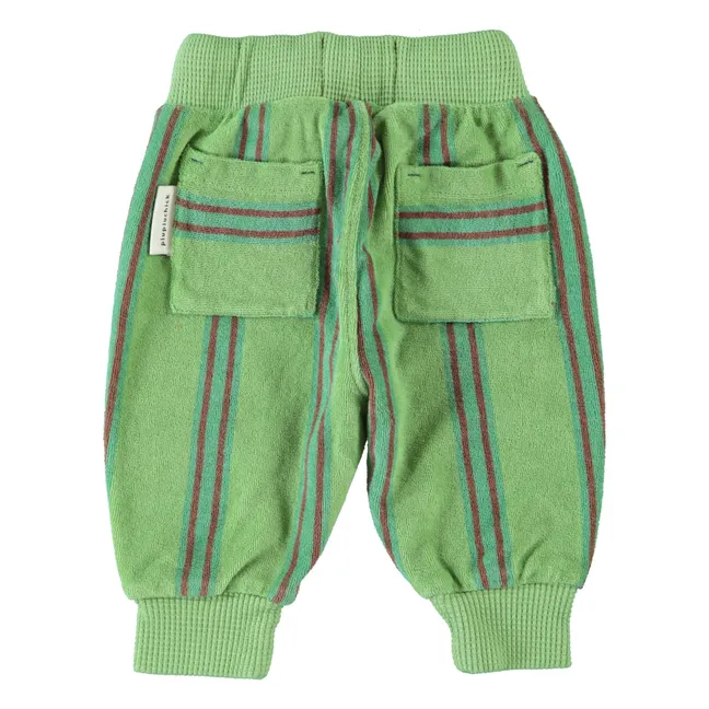 Jersey de rizo de algodón orgánico a rayas | Verde