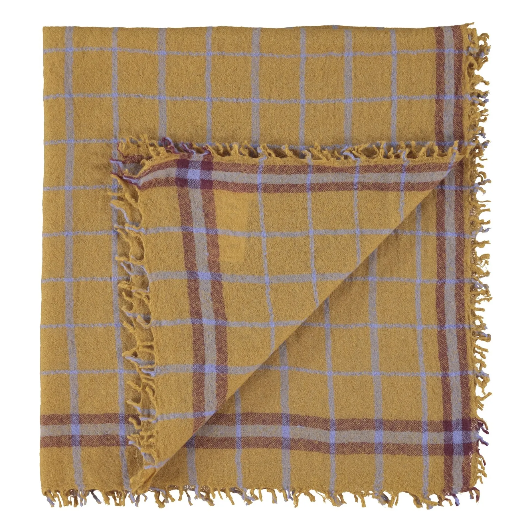 Foulard Carreaux Laine | Camel- Image produit n°3