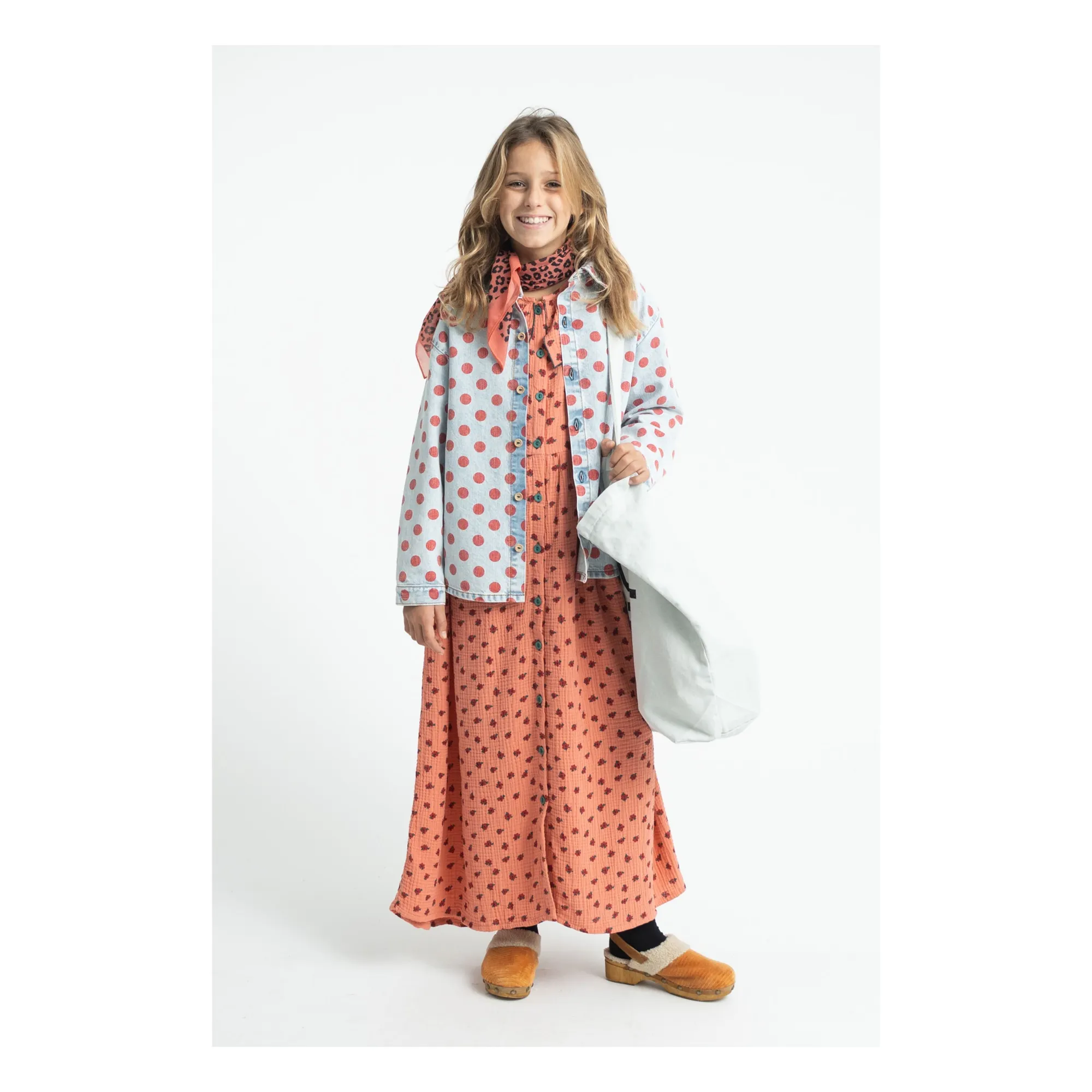 Robe Fleurie Coton Bio | Corail- Image produit n°1