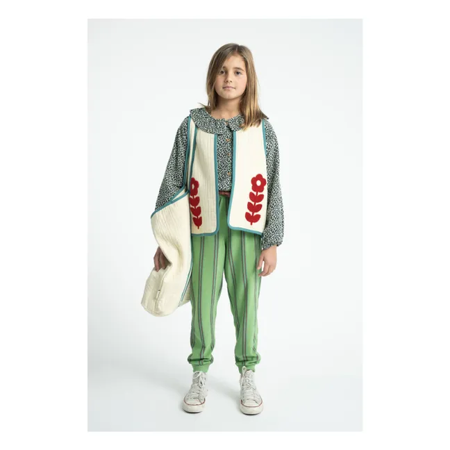 Gilet Sans Manches Brodé Coton Bio | Ecru