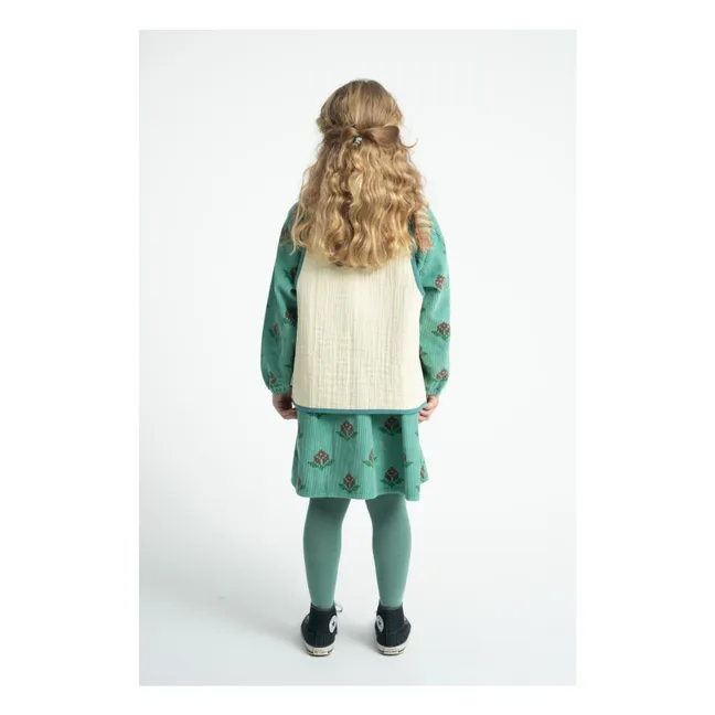 Organic cotton embroidered sleeveless cardigan | Ecru