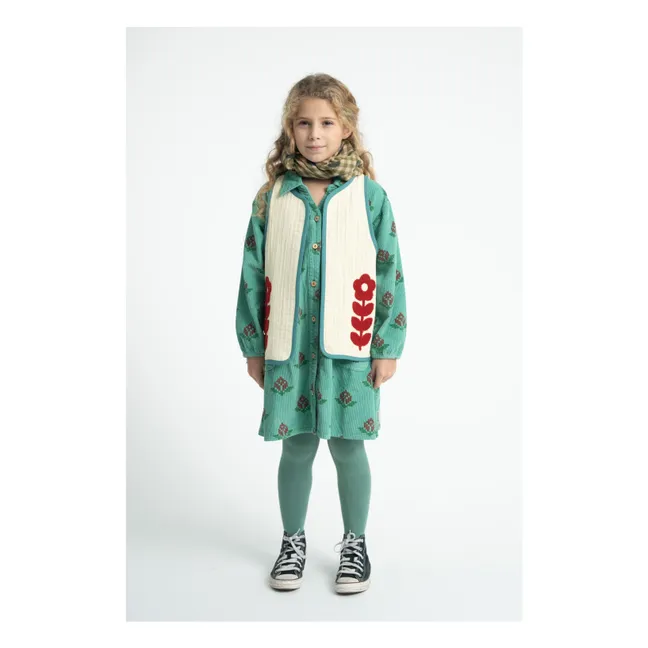 Gilet Sans Manches Brodé Coton Bio | Ecru