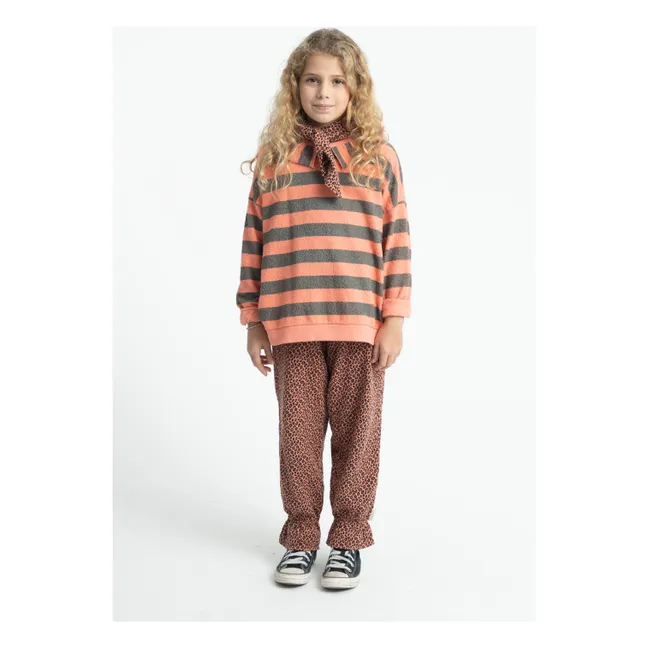 Sweat Col Rayé Eponge Coton Bio | Corail