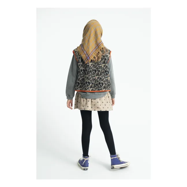 Leopard Sherpa Sleeveless Jacket | Beige