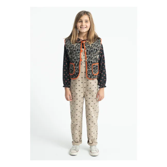 Salopette Cœurs Coton Bio | Beige