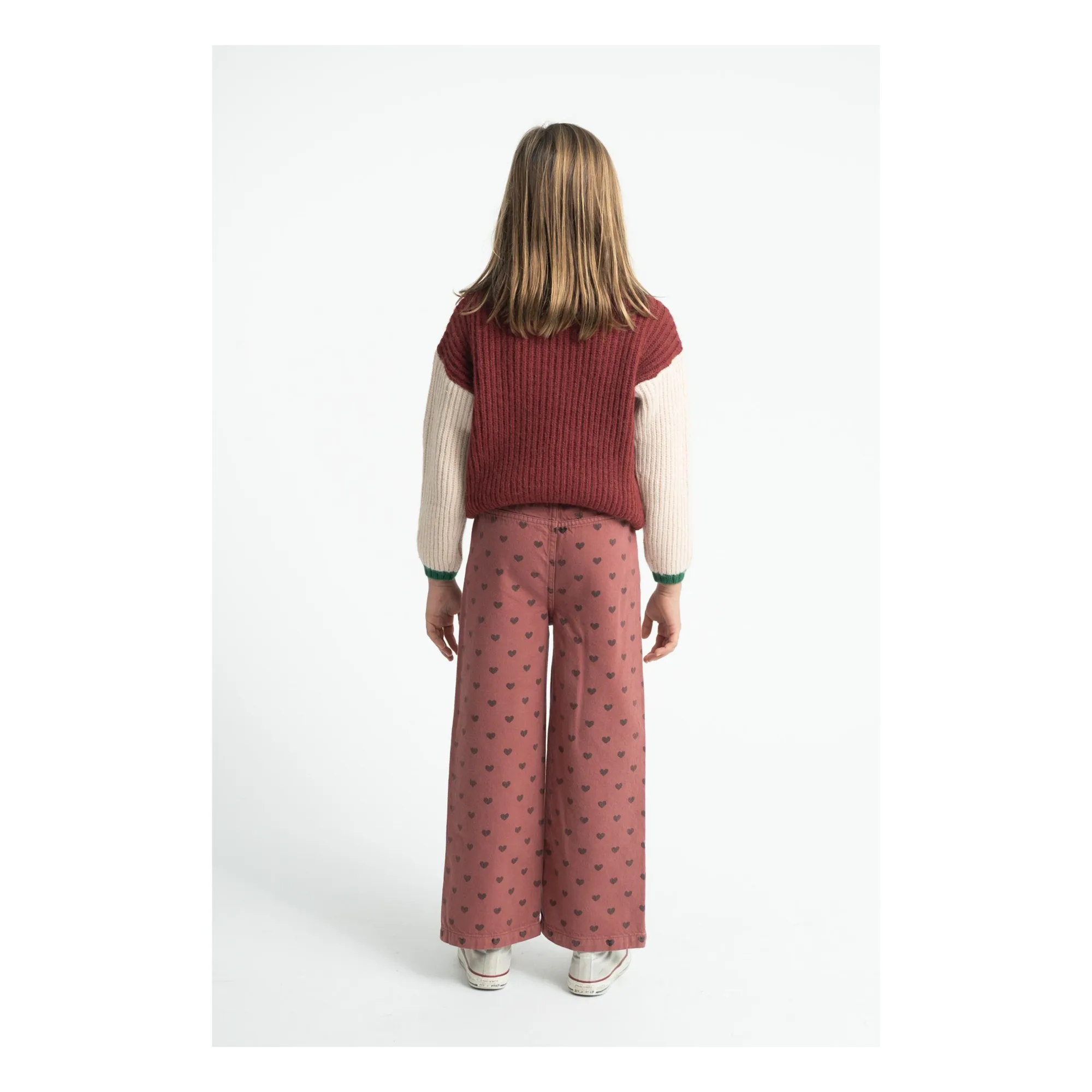 Pantalon Flare Cœurs Coton Bio | Rose- Image produit n°2