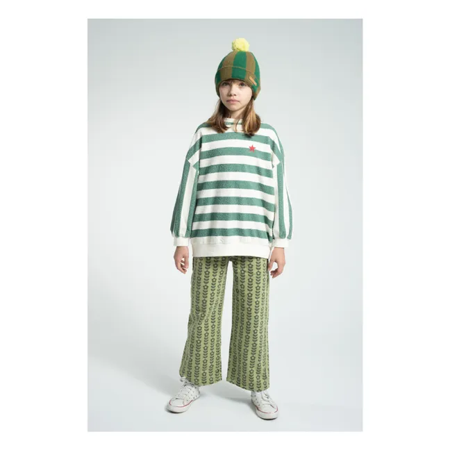 Pantalon Flare Fleuri Coton Bio | Vert
