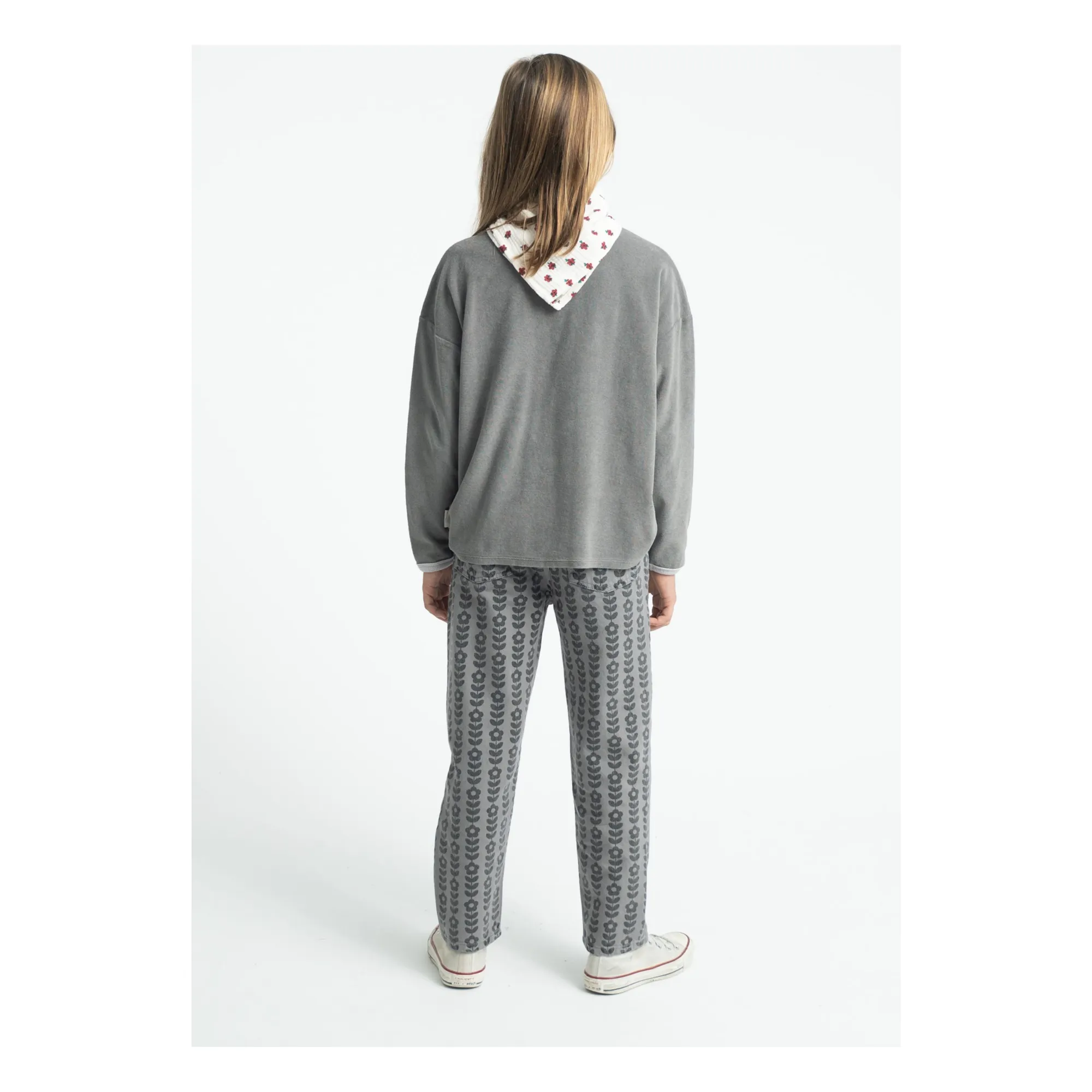 Pantalon Fleuri Coton Bio | Gris- Image produit n°2