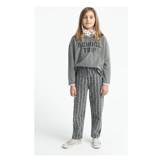 Pantalon Fleuri Coton Bio | Gris