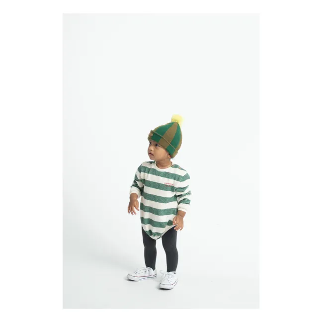 Striped romper Piupiuchick Organic Cotton Towelling | Ecru