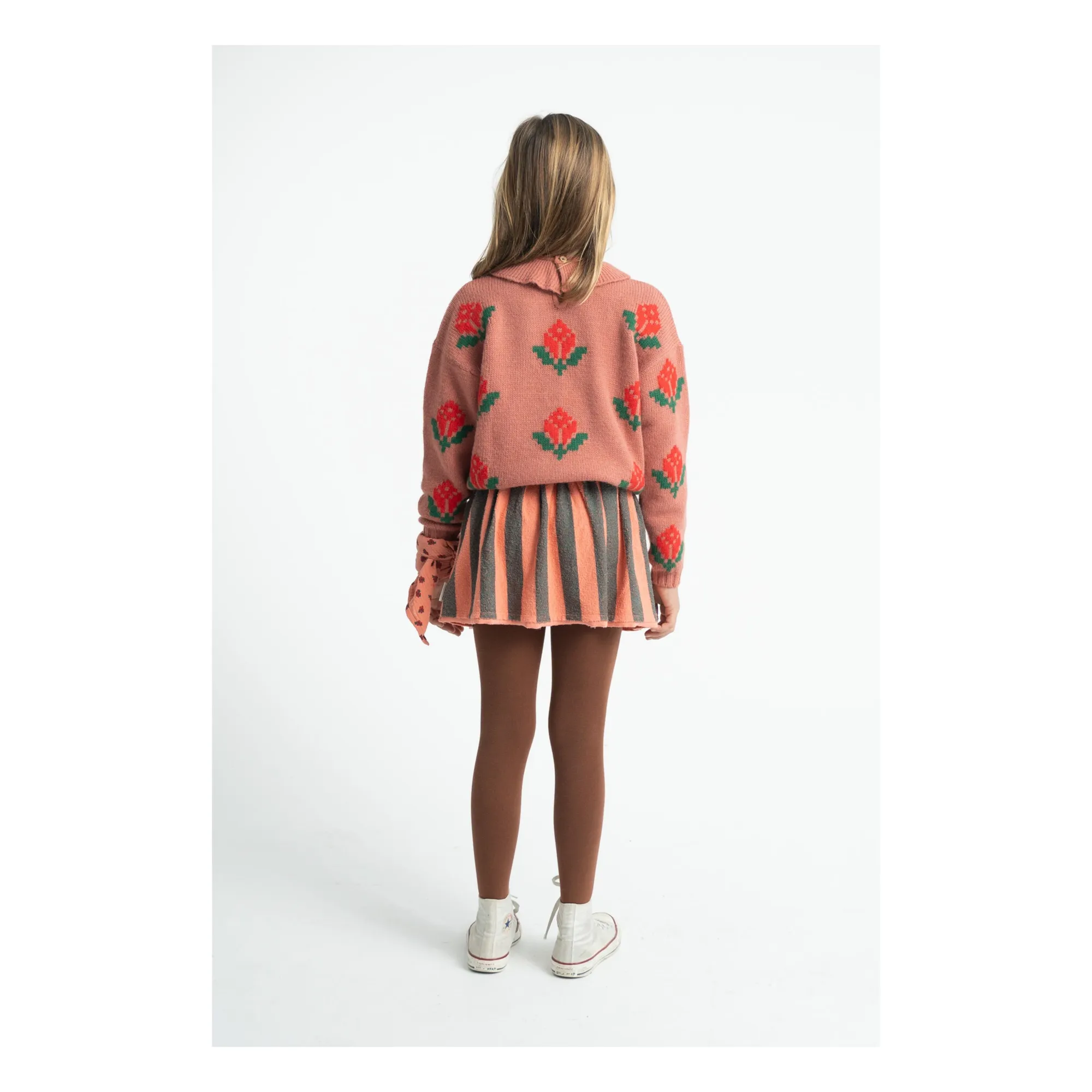 Jupe Rayée Eponge Coton Bio | Corail- Image produit n°2