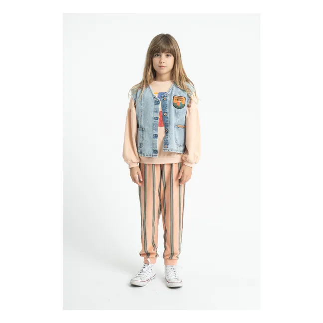 Organic cotton terry striped joggers | Pink